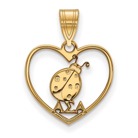 14K Plated Silver Alpha Sigma Alpha Heart Pendant - Picture 1 of 3